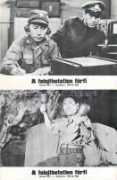 cca 1989 előtt készült ,,A felejthetetlen férfi" című koreai film jelenetei és szereplői, 4 db produkciós filmfotó (vitrinfotó, lobbyfotó) nyomdatechnikával sokszorosítva kartonpapírra, egyoldalas nyomással, a használatból eredő (esetleges) kisebb hibákkal, 18x24 cm