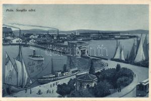 Pola harbour with tram