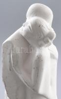 Világhy Árpád (1960-): Szerelmesek, biszkvit porcelán szobor, címkével jelzett, kopással, m: 37 cm