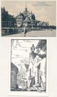 3 db RÉGI Budapest város képeslap + 1 db New York litho / 3 pre-1945 Hungarian town-view postcards +...