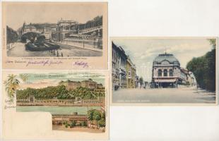 3 db RÉGI magyar város képeslap: Budapest, Szeged, közte litho / 3 pre-1945 Hungarian town-view postvards, including one litho