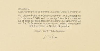 Oskar Schlemmer (1888-1943): Neuer Kunstsalon am Neckartor. Plakát, XX. sz. végi utánnyomás, ofszet-...