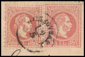 1869 5kr díjjegyes boríték 5kr díjkiegészítéssel Svájca. A 4 db ismert példány egyike. / 5kr PS-cove...