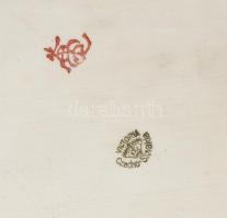 Victoria japán mintás 4 személyes kínáló szett. Jelzett, kis kopással, tálca 19x31 cm, tálak d: 16,5...