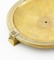 Szecessziós bronz 4 részes asztali szett. Gyertyatartó m: 21 cm, levélbontó kés h: 25 cm, kínáló d: ...