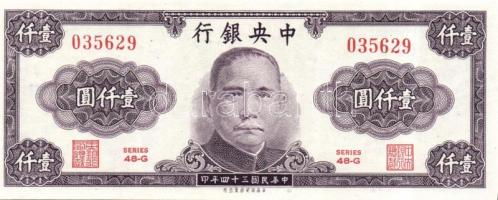 Kína/Central Bank of China 1945. 1000Y T:I