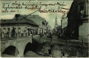 1906 Losonc, Lucenec; Kossuth Lajos utca, üzletek. Kármán Zsigmond kiadása / street view, shops (EB)