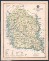 1893 Bács-Bodrog megye térképe, tervezte: Gönczy Pál, 1 : 600.000, Bp., Posner Károly Lajos és Fia, a Pallas Nagy Lexikona melléklete, fóliázva, 29,5x23,5 cm