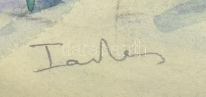 Farkas Lajos (1919-1998): Budapesti Dunapart a Szabadság-híddal. Akvarell, ceruza, papír. Jelzett. P...