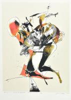 Damó István (1951-): Erőltetett menet, 2023. Szitanyomat, papír, jelzett. 12/18 számozással. 60×46 cm