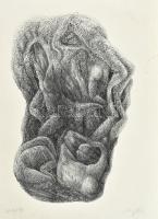 Lévai Ádám (1967-): Test maszk, 1999. Szén, karton, jelzett. 80,5×58 cm. Lapszéli néhány apró folttal.