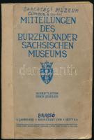 Mitteilungen des Burzenlandischen Museums Kronstadt. (Brassó), 1938. 3. évf 3-4. A barcasági múzeumok értesítője, Címerek, stb. 86-211 p.+ 12 t. Kihajtható táblák Ragasztott, firkált borítóval