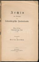 1899 Archiv des Vereines für siebenbürgische Landeskunde ( Erdélyi Regionális Tanulmányok Egyesületének Levéltára). Neue Folge. 29. évf. 1. füz., Hermannstadt (Nagyszeben) 1899. Franz Micaelis. 311p. Amatőr papborítóval, felvágatlan