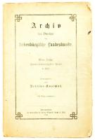 1924 Archiv des Vereines für siebenbürgische Landeskunde ( Erdélyi Regionális Tanulmányok Egyesületének Levéltára). Neue Folge. 42. évf. 1. füz., Hermannstadt (Nagyszeben) 1924. Franz Micaelis. 304p. Kiadói papborítóval