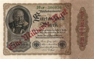 Német Birodalom / Weimari Köztársaság 1922. 1.000.000.000M variáns jobb oldalon barna színnel; zöld sorszámmal és cégjelzéssel T:I