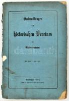 Verhandlungen des historischen Vereines für Niederbayern. Band 13, Heft 1/2. Landshut, 1868. Thomann, 202p. Sérült kiadói papírborítóval.