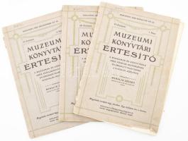 1912-1915 Múzeumi és könyvtári értesítő 3 db száma. szerk Mihalik József