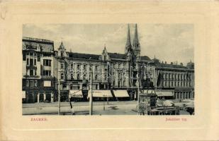 Zagreb Jelacic square with the dentist surgery of Dr. Rado, Wiener Bank and linoleum shop