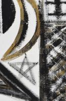 Bada Dada (Bada Tibor, 1963-2006): Csillag és hold (cím nélkül). Olaj, farost. Hátoldalán jelzett ás...