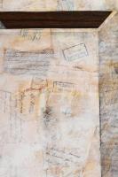 Szikora Tamás (1943-2012): Doboz, 1997. Olaj, ceruza, kollázs, fa, jelezve jobbra lent. 72x42 cm