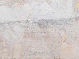 Szikora Tamás (1943-2012): Doboz, 1997. Olaj, ceruza, kollázs, fa, jelezve jobbra lent. 72x42 cm