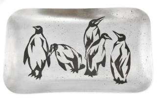WMF Ikora dísztál. Pingvin díszítéssel, jelzett, kopással, 13,5x22,5 cm