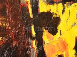 Klimó Károly (1936-): Narancsok és sárgák (cím nélkül), 2011. Olaj, fa, jelezve jobbra lent. 98x127 ...