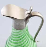 cca 1910/20 Szecessziós italos kiöntő, csavart anyagformálású, anyagában színezett, fém szerelékkel,...
