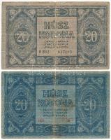 1919. július 15. 20K "1031 307407" + 1919. augusztus 9. 20K "R 2012 647105" T:VG...