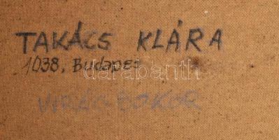 Takács Klára (1947-): Virágbokor, 1992. Vegyes technika, farost, jelezve jobbra lent, hátoldalán aut...