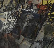 Takács Klára (1947-): Kompozíció, 1989. Vegyes technika, farost, jelezve jobbra lent, hátoldalán aut...