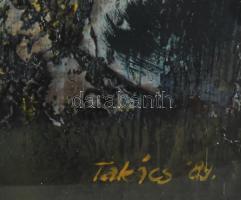 Takács Klára (1947-): Kompozíció, 1989. Vegyes technika, farost, jelezve jobbra lent, hátoldalán aut...