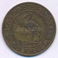 ~1930. "Üvegbetétjegy / Budapesti Központi Általános Tejcsarnok Rt. 1. sz. fiókja" 50f sárgaréz üvegbetétjegy (30mm) T:AU,XF patina