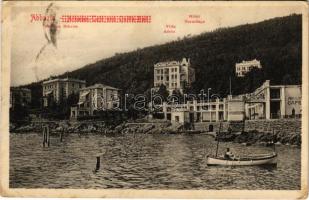 Abbazia, Opatija; Pension Scheler, Villa Adele, Hotel Hermitage, café (fa)