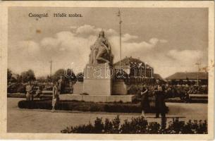 1929 Csongrád, Hősök szobra, emlékmű. Bozó és Justin kiadása (fl)