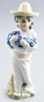 Casades spanyol porcelán lány és fiú figura, jelzett, hibátlan, m: 22 cm