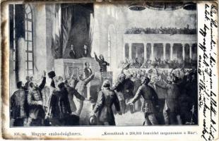 1899 (Vorläufer) Magyar szabadságharc, Kossuthnak a 200 ezer honvédet megszavazza a Ház. Divald 105. sz. / Hungarian Revolution of 1848