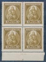 1932 Nagy Madonna 10P ívszéli négyestömb (120.000) / Mi 487 margin block of 4