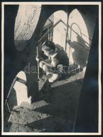 cca 1960 Gebhardt György (1910-1993) budapesti fotóművész hagyatékából 1 db vintage fotóművészeti alkotás (Bújócska), jelzés nélkül, ezüst zselatinos fotópapíron, 24x18 cm