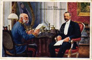 1916 Gróf Tisza miniszterelnök kihallgatáson Ferenc Józseffel / Count Tisza Hungarian prime minister with Franz Joseph I of Austria s: G. Sieben (Rb)