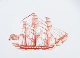 Spode angol porcelán 8 darab nagytányér. Jelzett, hajómintás, kis kopással, d: 26 cm