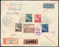 Böhmen und Mähren 1939 Ajánlott expressz légi levél / Registered express airmail cover PROSTEJOV - BERN