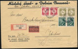 Böhmen und Mähren 1942 Ajánlott expressz levél / Registered express cover NIEDER-BAUSOW / DOLNI BOUSOV
