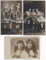 Mariska Tanztrio, Mariska - Boriska; - 3 db régi fotó képeslap / 3 pre-1945 photo postcards