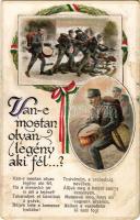 1917 Van-e mostan olyan legény aki fél...? / WWI Austro-Hungarian K.u.K. military art postcard + tábori posta (EK)