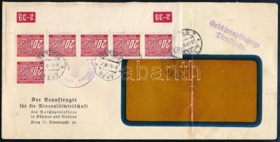 Böhmen und Mähren 1941 Levél Portó 6-os tömbbel / Cover with postage due block of 6 ISERTHAL / REKY