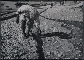 Langer Klára (1912-1973) fényképész, fotóriporter, fotóművész felvétele (Tengerparton), 1 db modern nagyítás Réti Pál (1918-1989) budapesti fotóművész hagyatékából, aki fotóművészeti, fotótörténeti előadásaihoz gyűjtött illusztrációs anyagokat az 1960-as, 1970-es években, a Népművelési Intézetben betöltött ,,fotóművészeti referens" állásában, jelzés nélkül, 15x21 cm