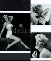 cca 1954 Marilyn Monroe (1926-1962) amerikai színésznő, fotómodell, énekesnő, 3 db modern nagyítás Pánczél György (1920-?) filmtörténész hagyatékából (film- és színházifotó gyűjteményéből), jelzés nélkül, 21x15 cm és 15x10 cm