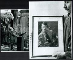 cca 1946 előtti felvételek Adolf Hitler fénykorából és elmúlásáról, 2 db modern nagyítás, jelzés nélkül, 21x15 cm és 15x10 cm