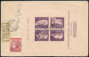 1939 Ajánlott levél Bécsbe / Mi block 7 on registered cover to Vienna